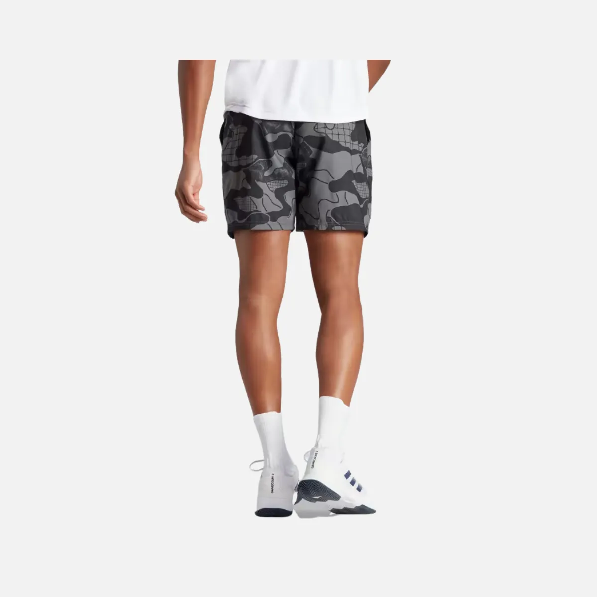 Adidas Club Graphic Men's Tennis Short -Grey Five/Black/Carbon