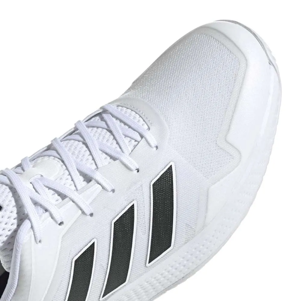 Adidas Men's Defiant Speed Tennis Shoe (Cloud White/Core Black/Matte Silver)