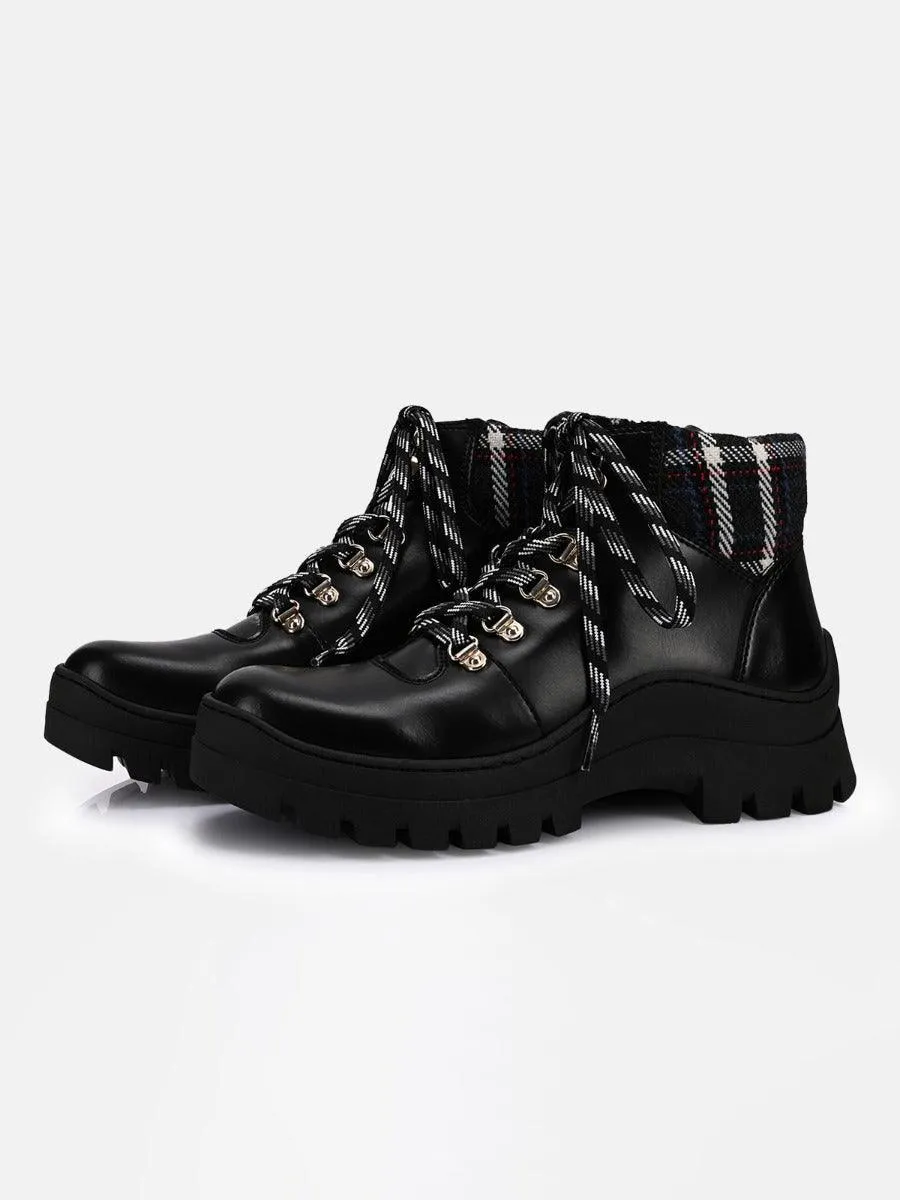 ALOHAS Danny Vegan Black Check Boot - Black