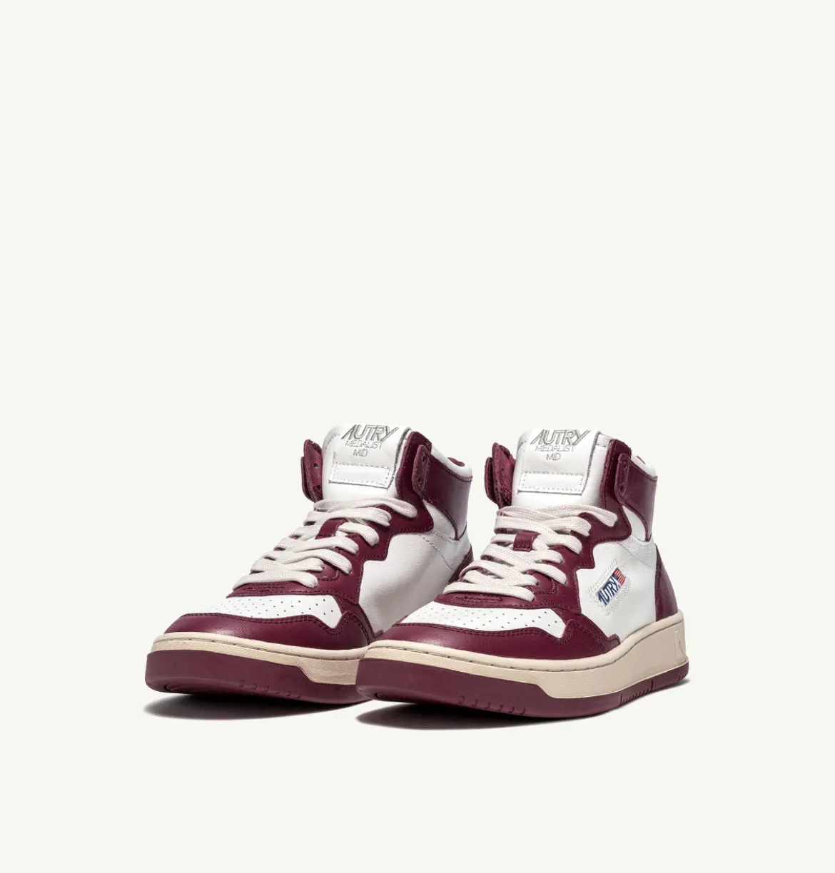 Autry Action Shoes Sneaker Medalist Mid Women white burgundy AUMWWB13