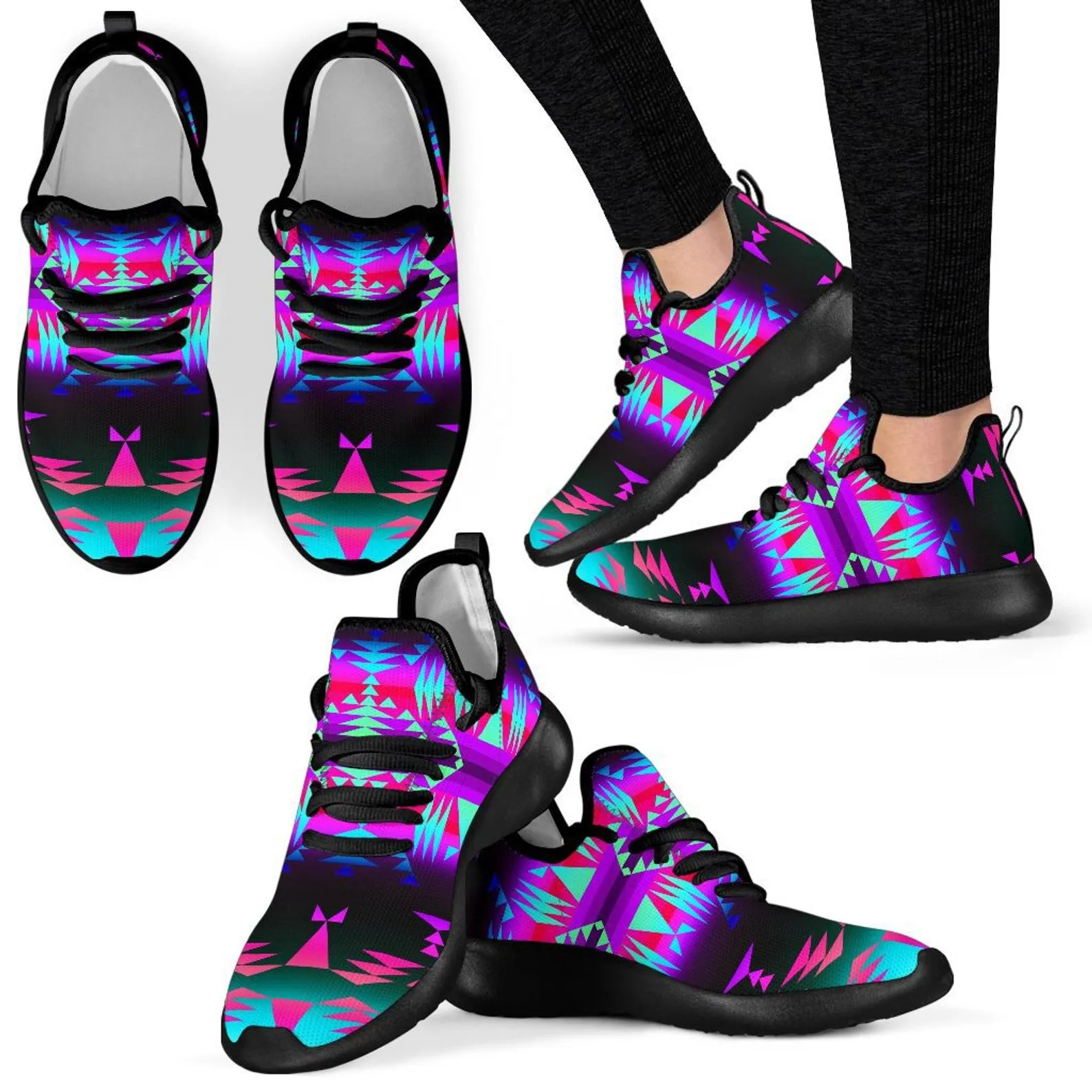 Aztec Purple and Green Unisex Sneaker Shoes