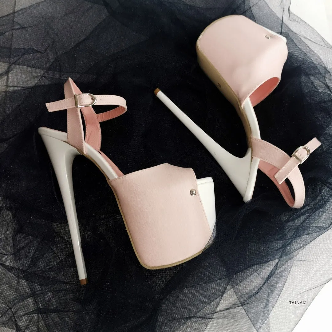 Baby Pink White Platform Sandals