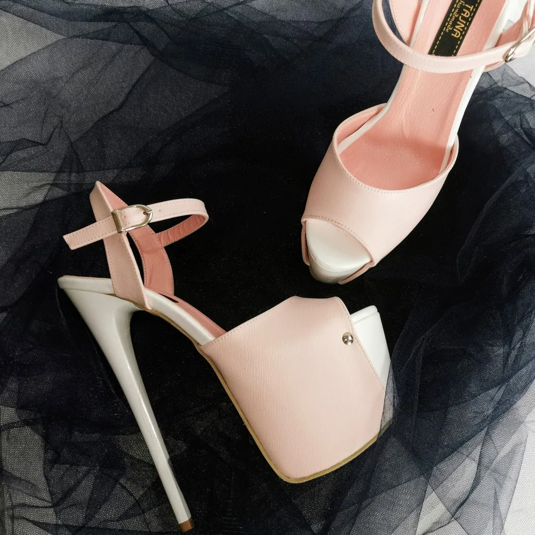 Baby Pink White Platform Sandals