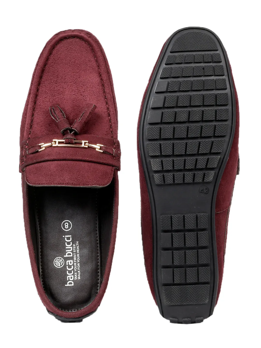 Bacca Bucci JAMBOREE Fashion Mules/Clogs/Backless Loafers for Party/Travel/Office-Velvet Maroon