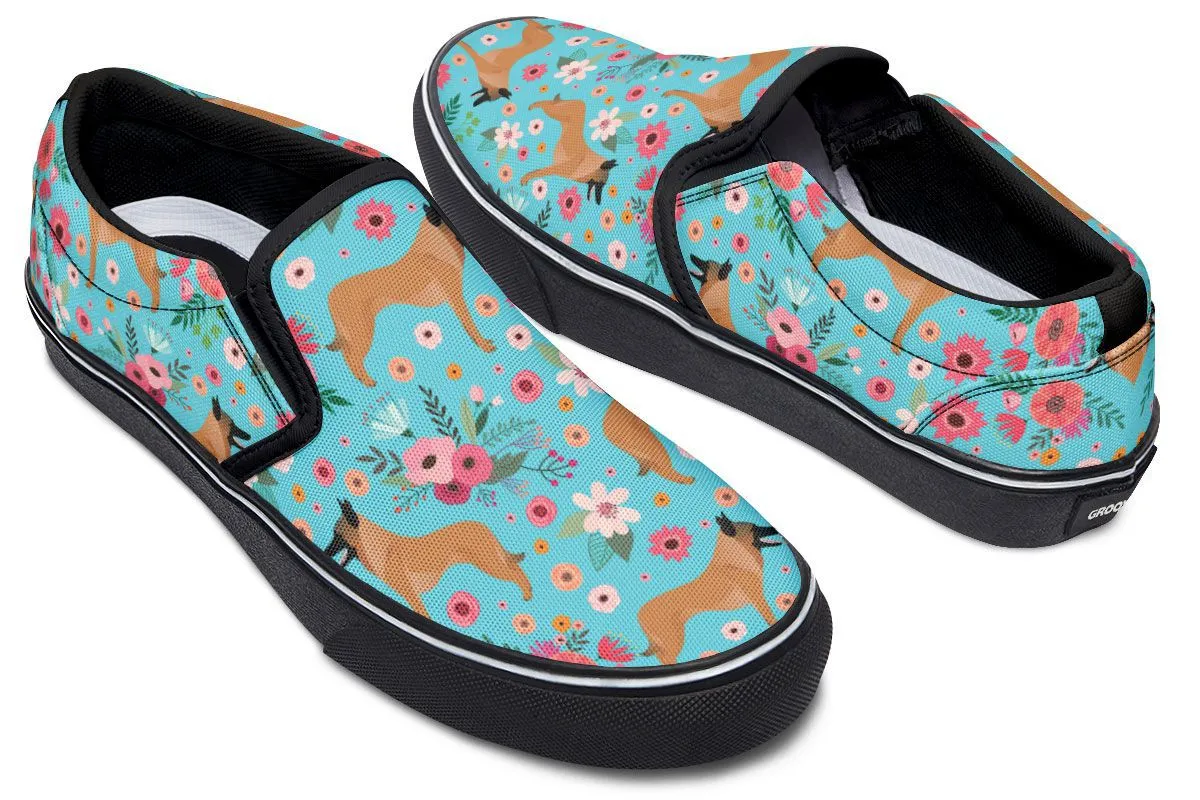 Belgian Malinois Flower Slip-On Shoes