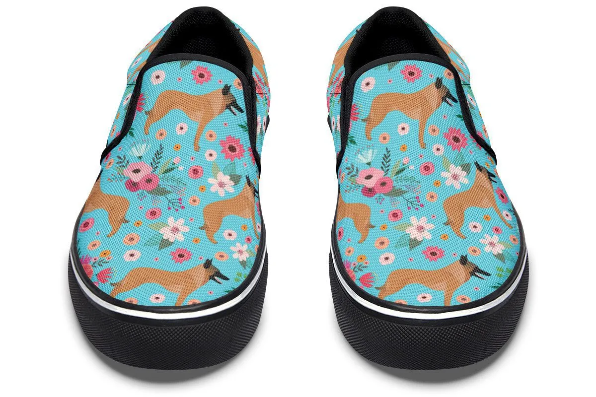 Belgian Malinois Flower Slip-On Shoes