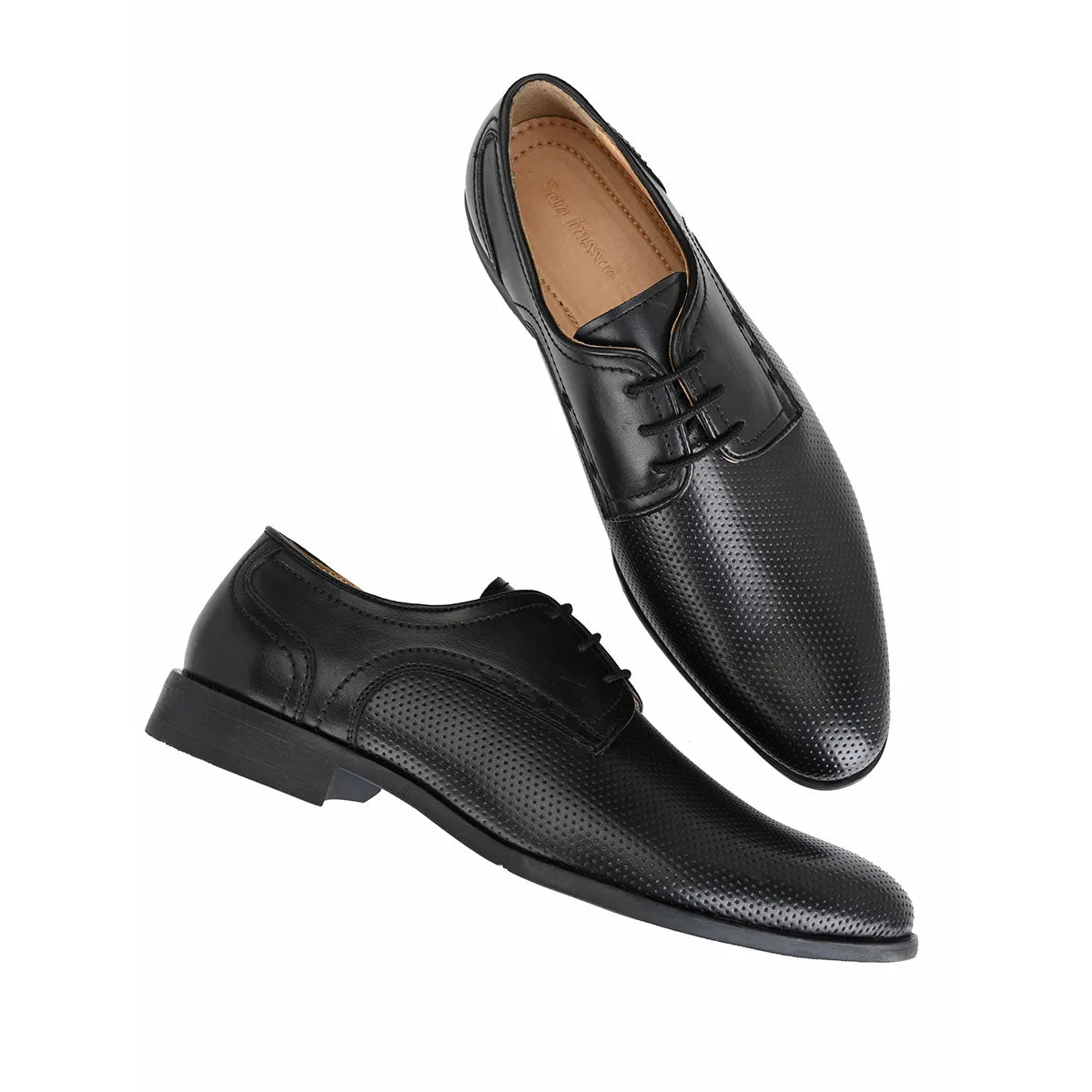 Black Dotted Derby Shoes