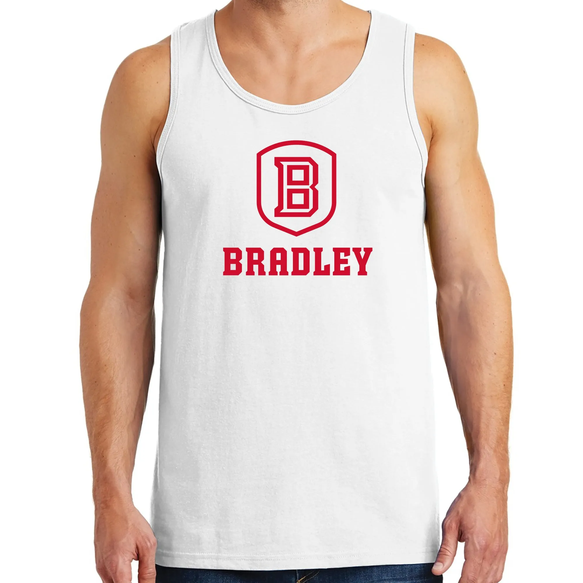 Bradley University Braves Primary Logo Heavy Cotton Tank Top - White