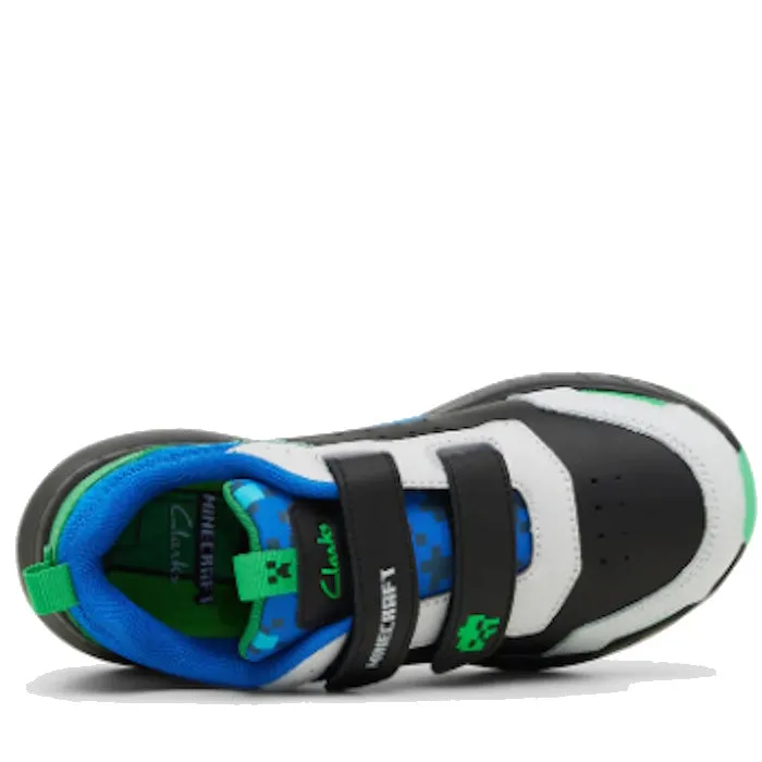 Clarks Hendy Charcoal/Blue/Green Minecraft Trainer Shoes