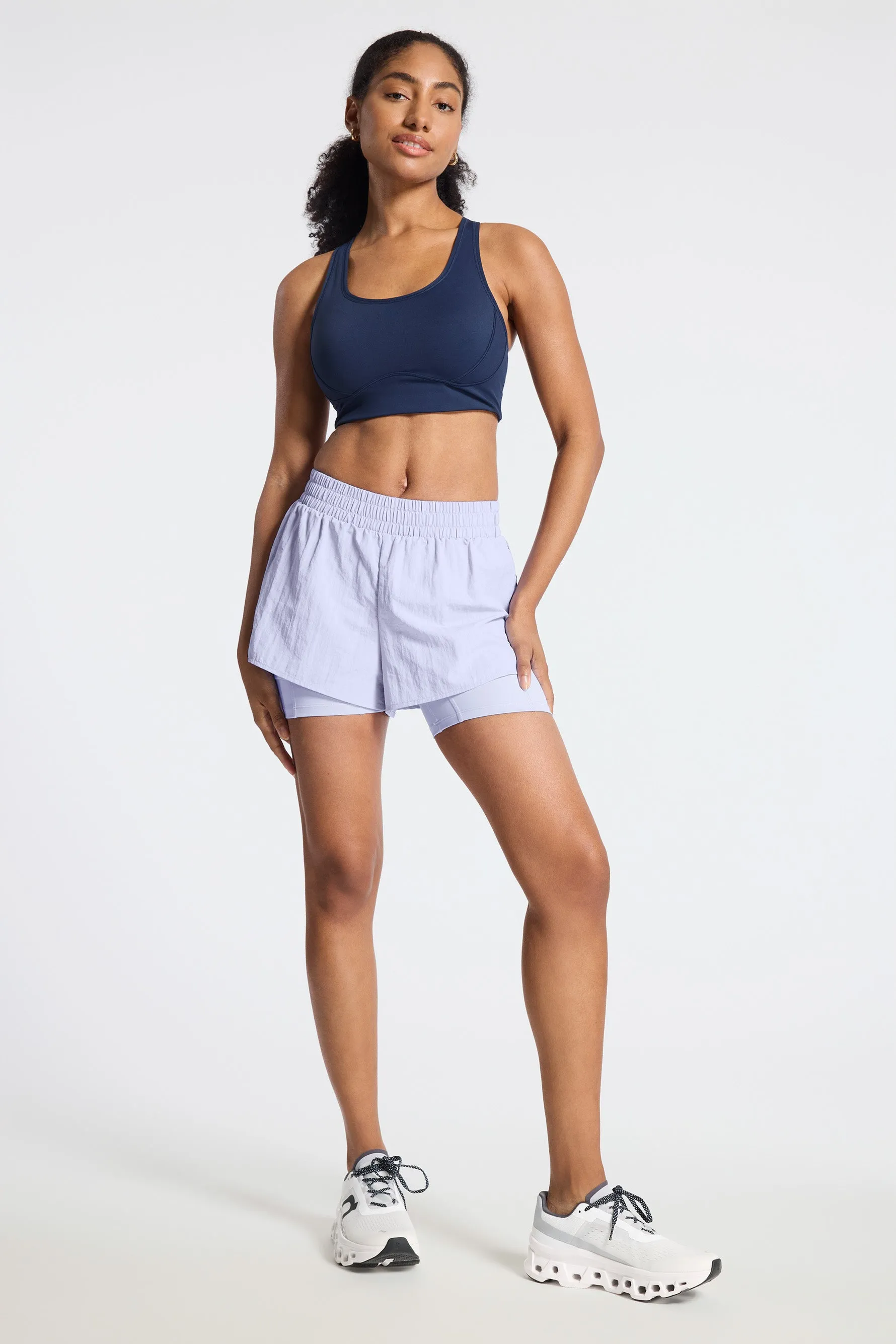 Contrast Run Short - Baby Lavender/navy Blazer