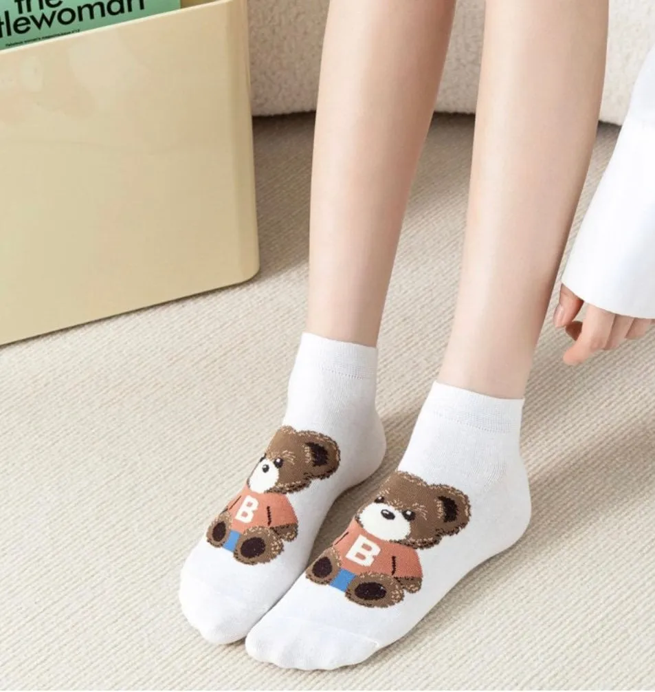 Cute Teddy Bear  Print women's Socks.