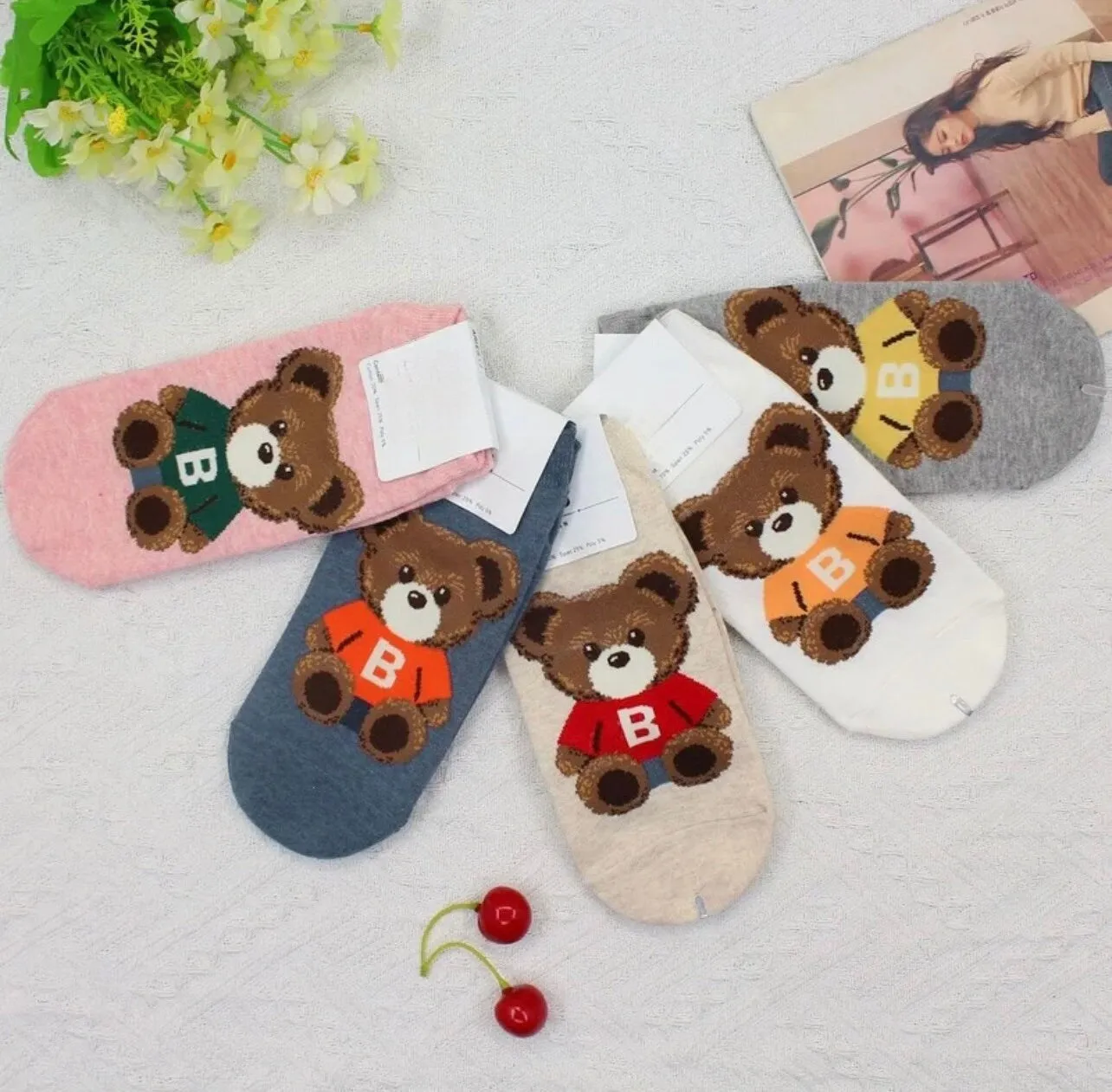 Cute Teddy Bear  Print women's Socks.