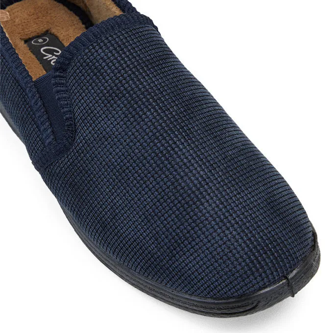 Grosby Richard Slippers Mens Casual Slip On Corduroy Navy Shoes