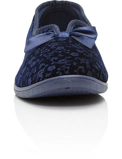 Grosby Womens Valerie 2 Comfortable Printed Indoor Slippers Navy