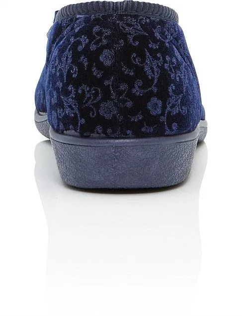 Grosby Womens Valerie 2 Comfortable Printed Indoor Slippers Navy