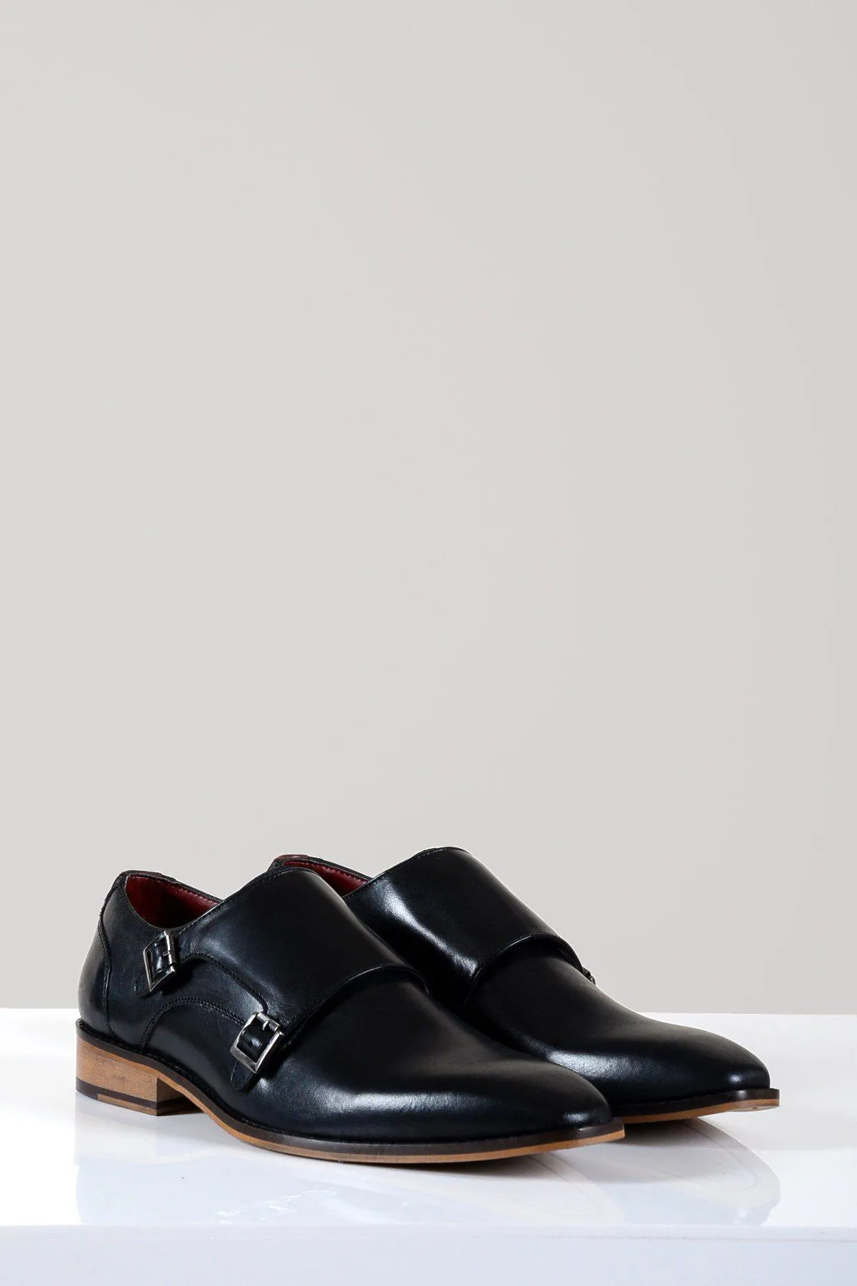 HARRIS - Black Leather Double Strap Monk Shoe