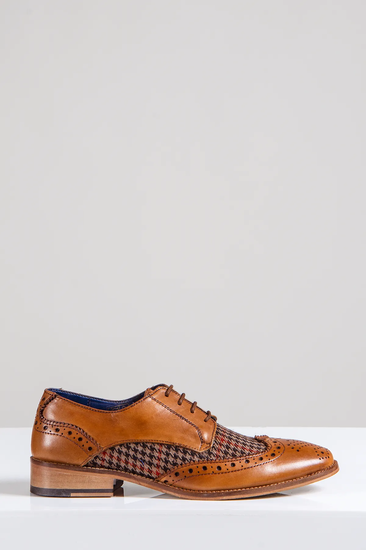 JACOB - Tan Leather Tweed Contrast Brogue Shoe