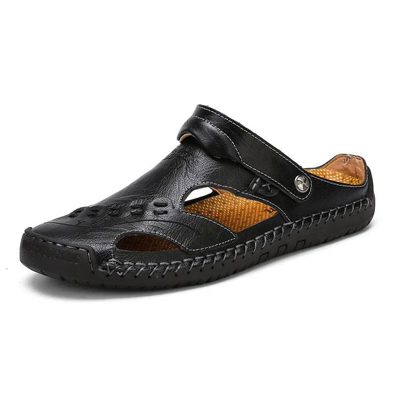 Libiyi Men's Casual Breathable Handmade Leather Sandals