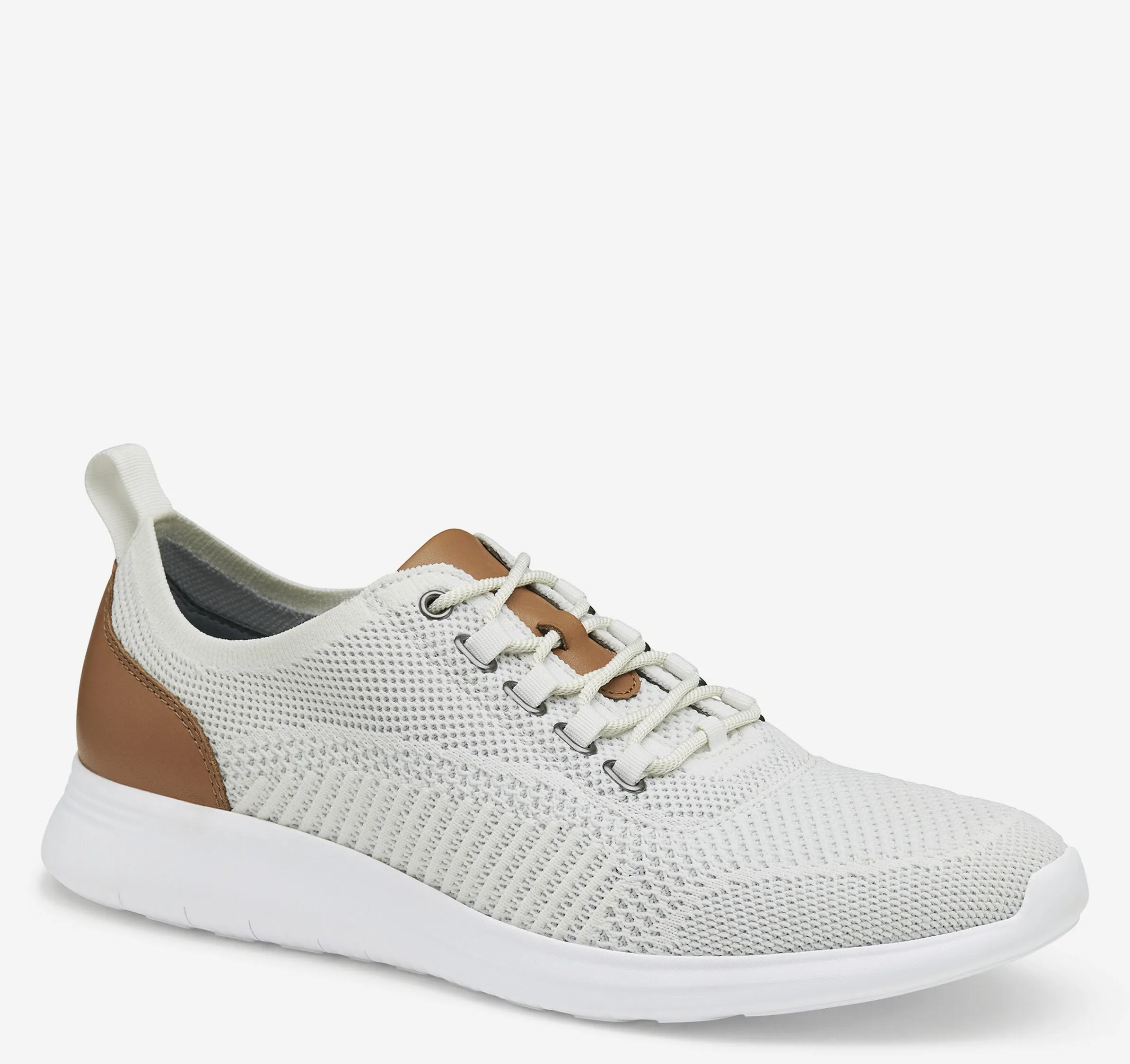 Johnston & Murphy Mens Amherst Knit U-Throat Shoes in Off-White Color