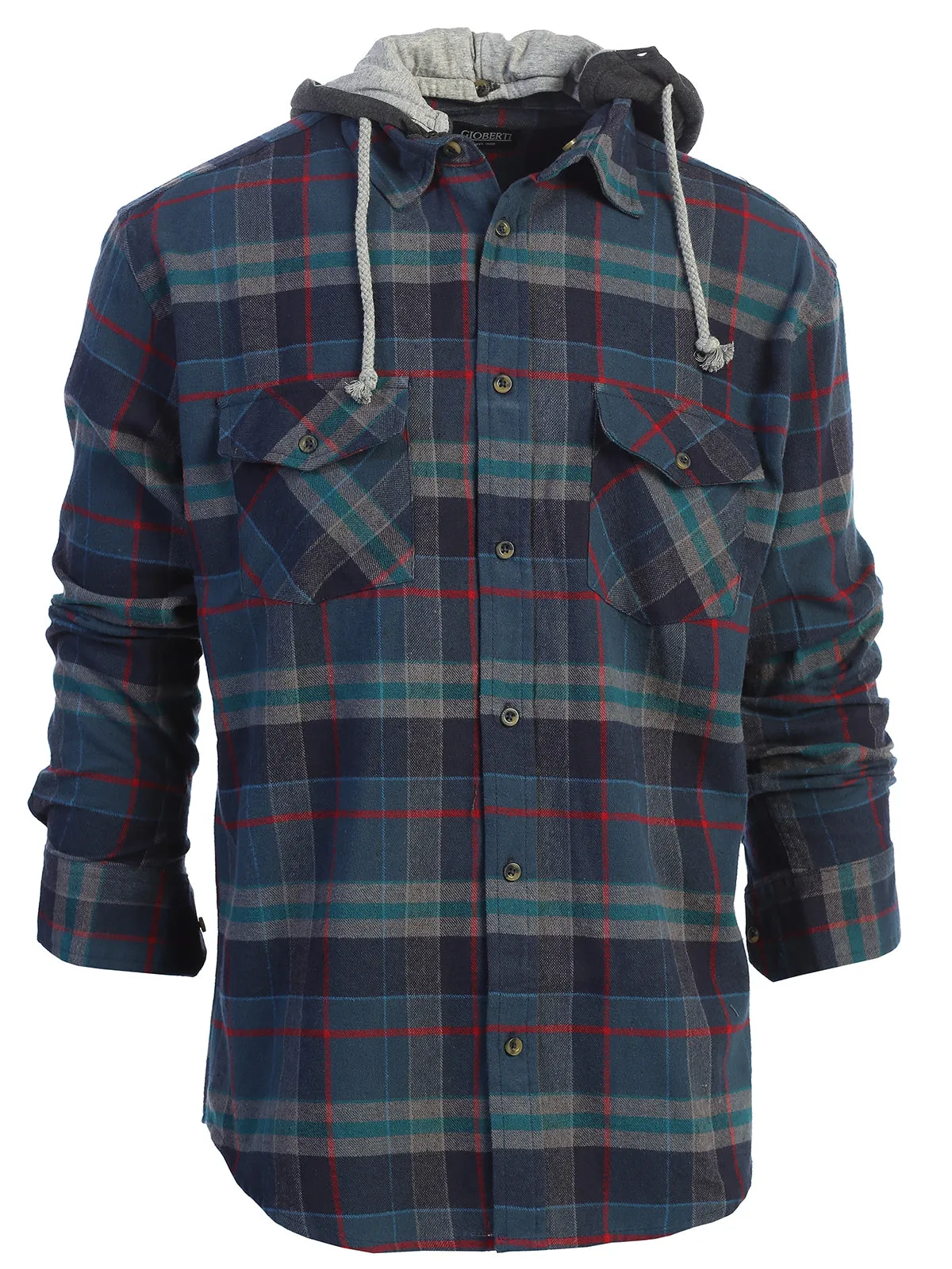 Men's Removable Hoodie Flannel Shirt, Size XL