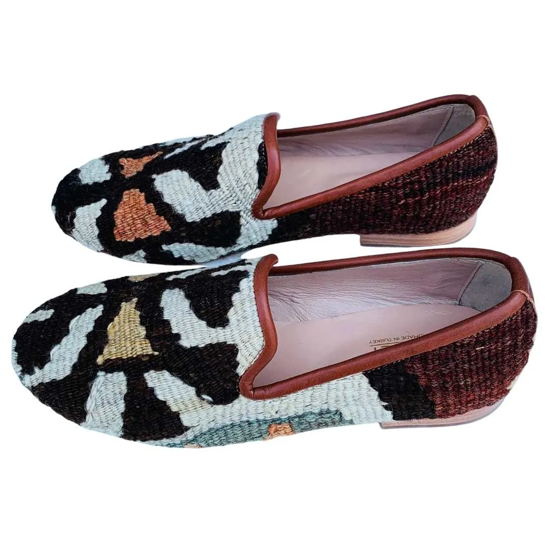 Men's Turkish Kilim Loafers | Black & White