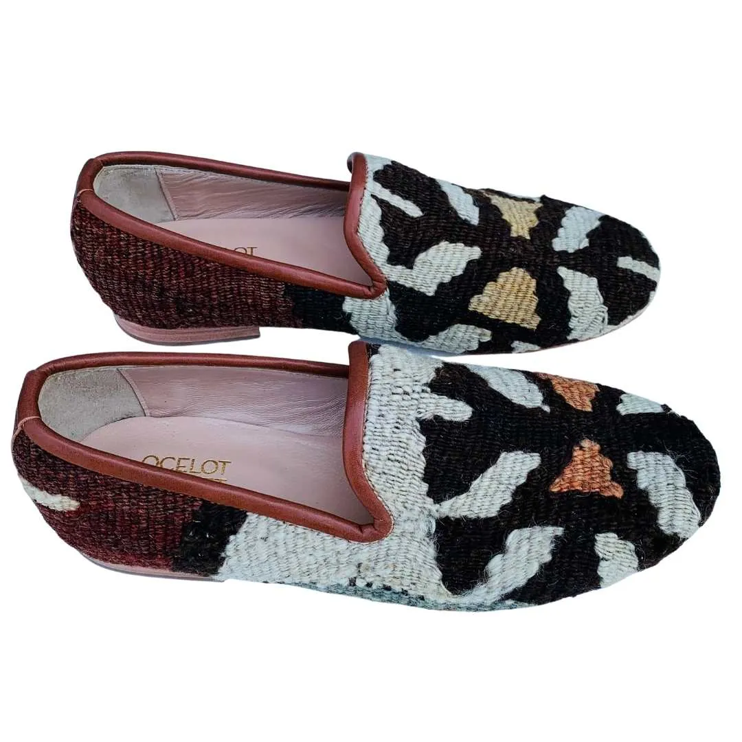 Men's Turkish Kilim Loafers | Black & White