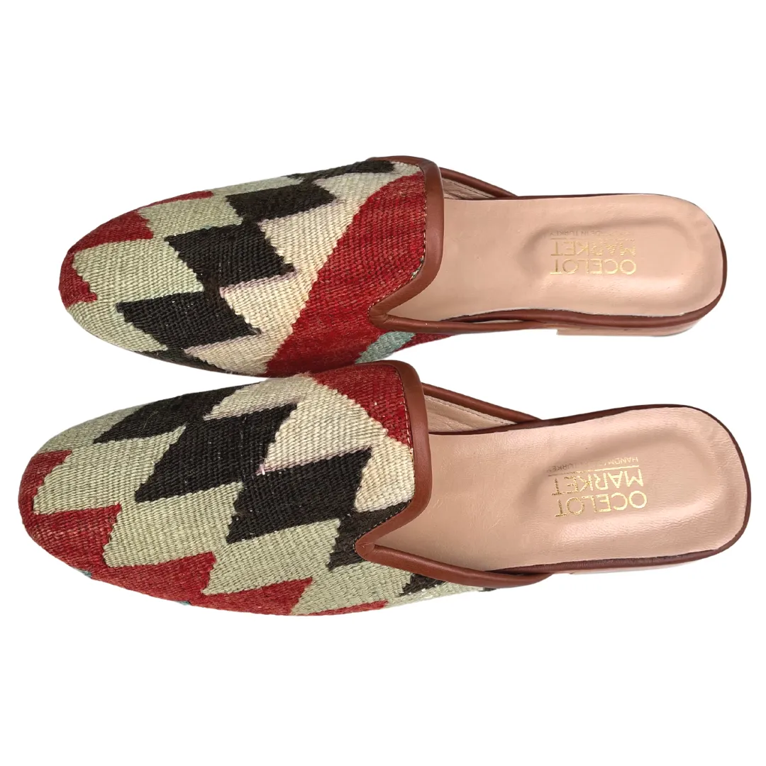 Men's Turkish Kilim Mule Zig Zag Pattern