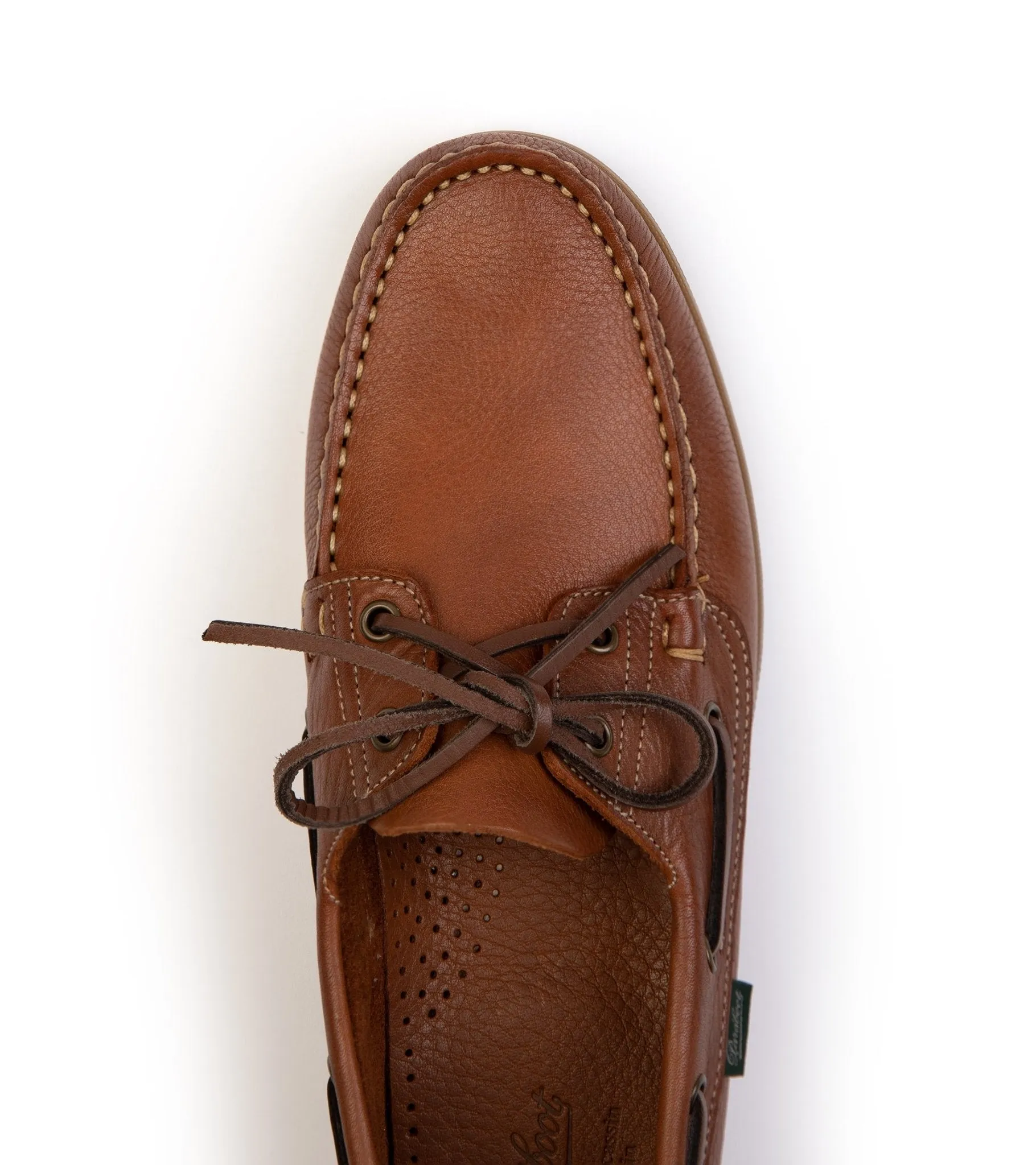 Paraboot Barth Tumbled Oak Leather Boat Shoe