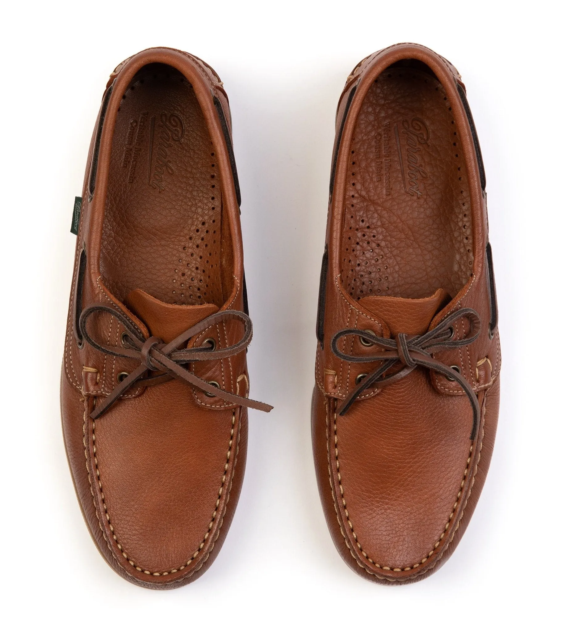 Paraboot Barth Tumbled Oak Leather Boat Shoe