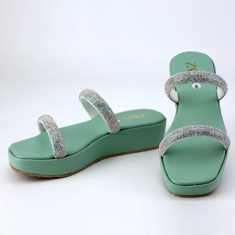 Platform Heels Rhinestone Wedges