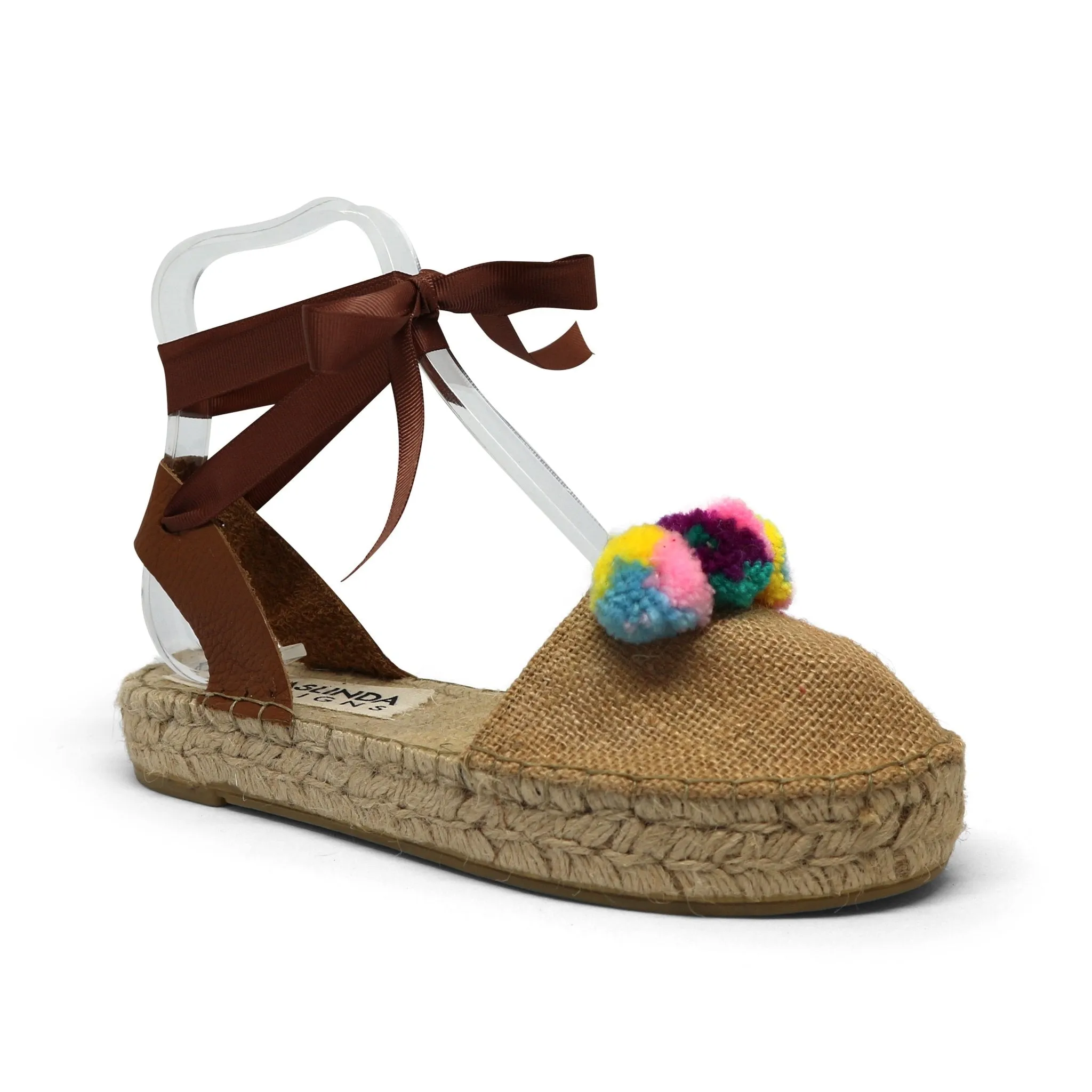 Pom Pom Raffia Espadrilles - Double Sole