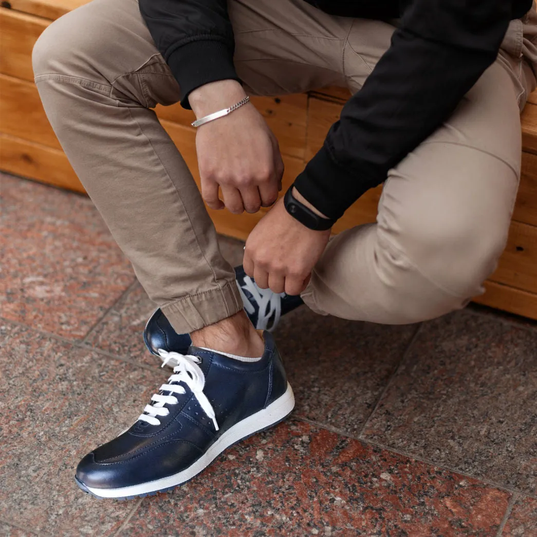 Prague Leather Sneaker, Navy