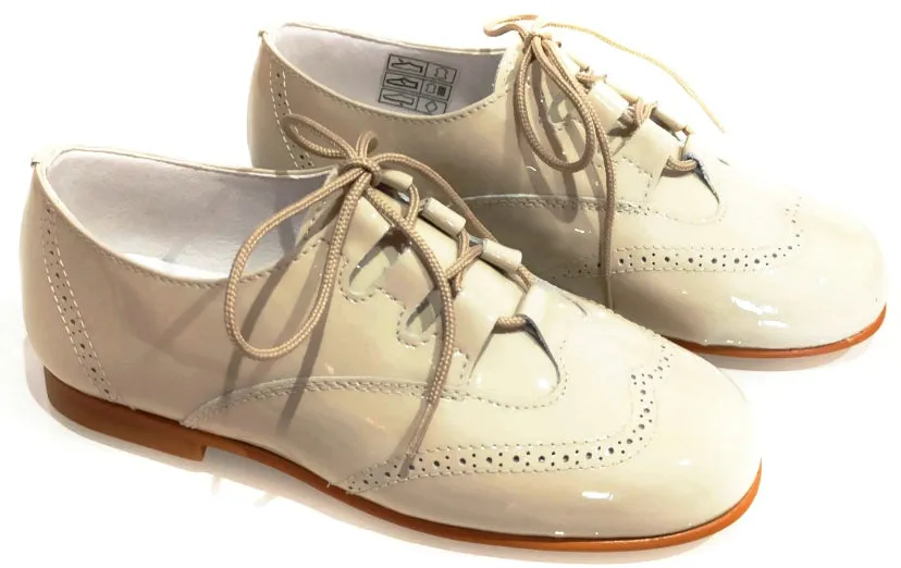 Shawn & Jeffery Ivory Marfil Patent Leather Wingtip Design Oxford Shoe