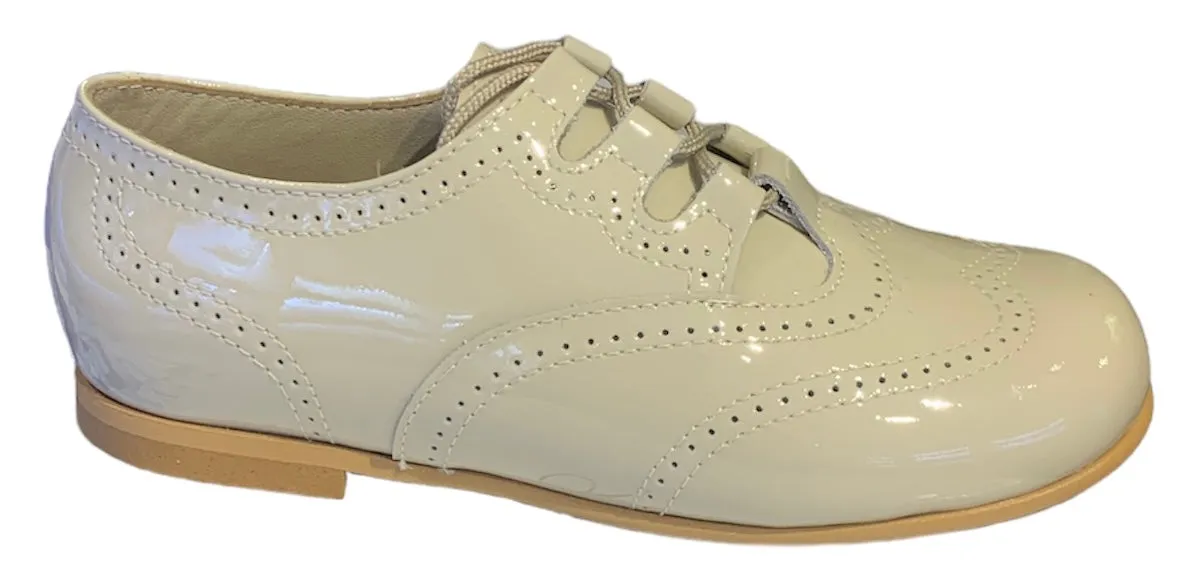 Shawn & Jeffery Ivory Marfil Patent Leather Wingtip Design Oxford Shoe