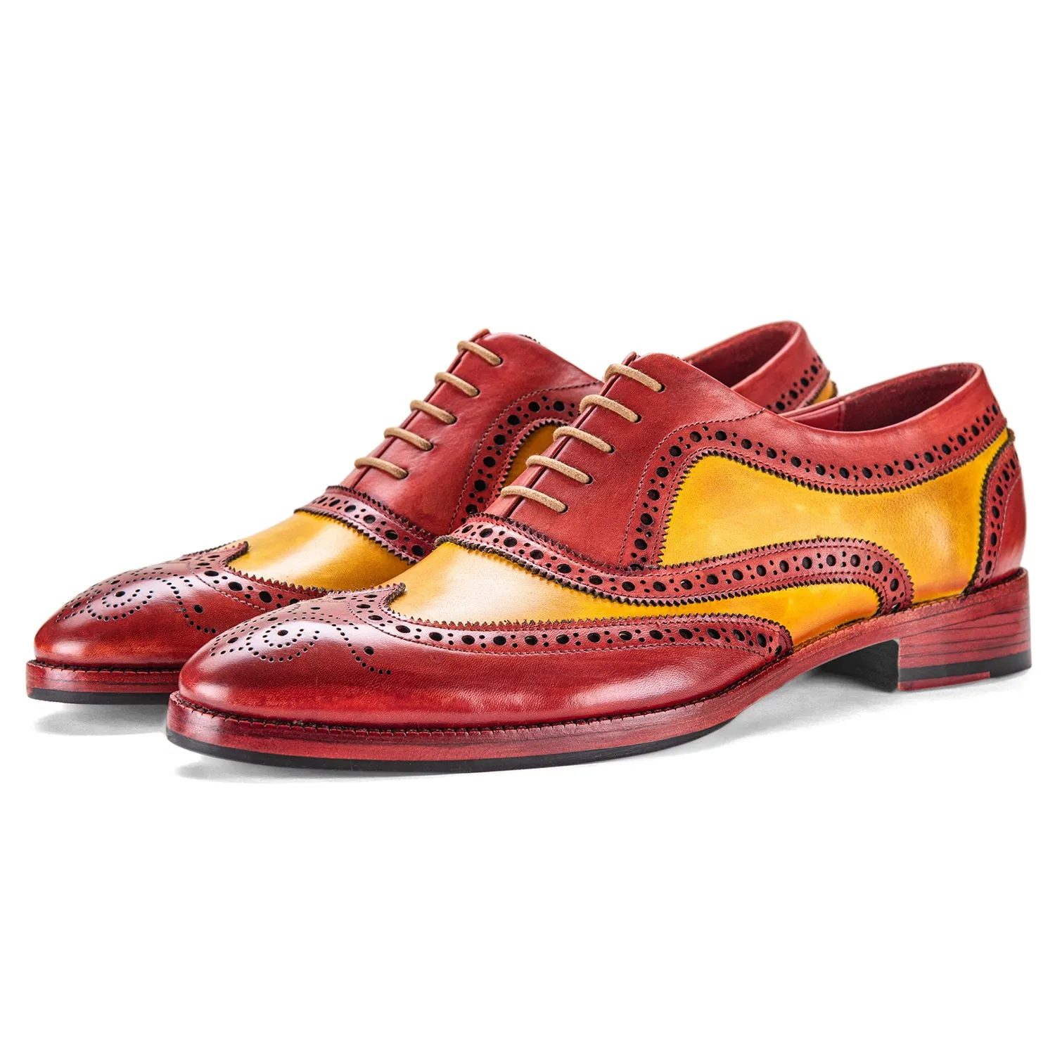 Wingtip Brogue Oxford- Red & Tan