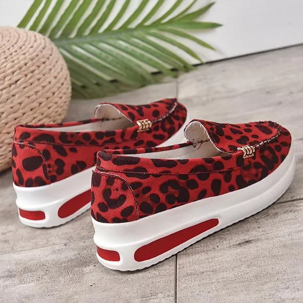 Women's Casual Leopard Print Thick-Soled Sneakers 87392705S