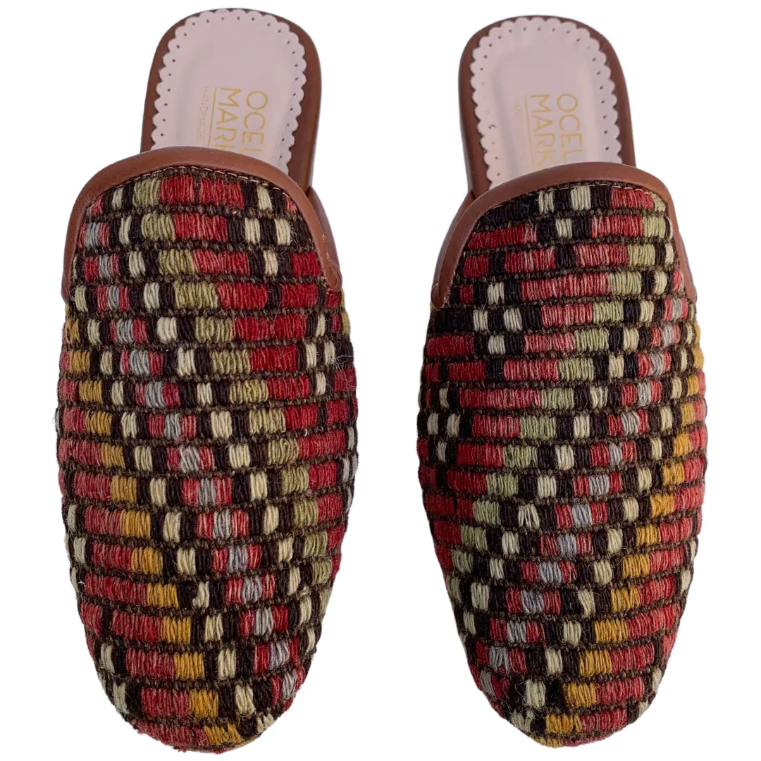 Women's Turkish Kilim Mules | Multicolor Pattern