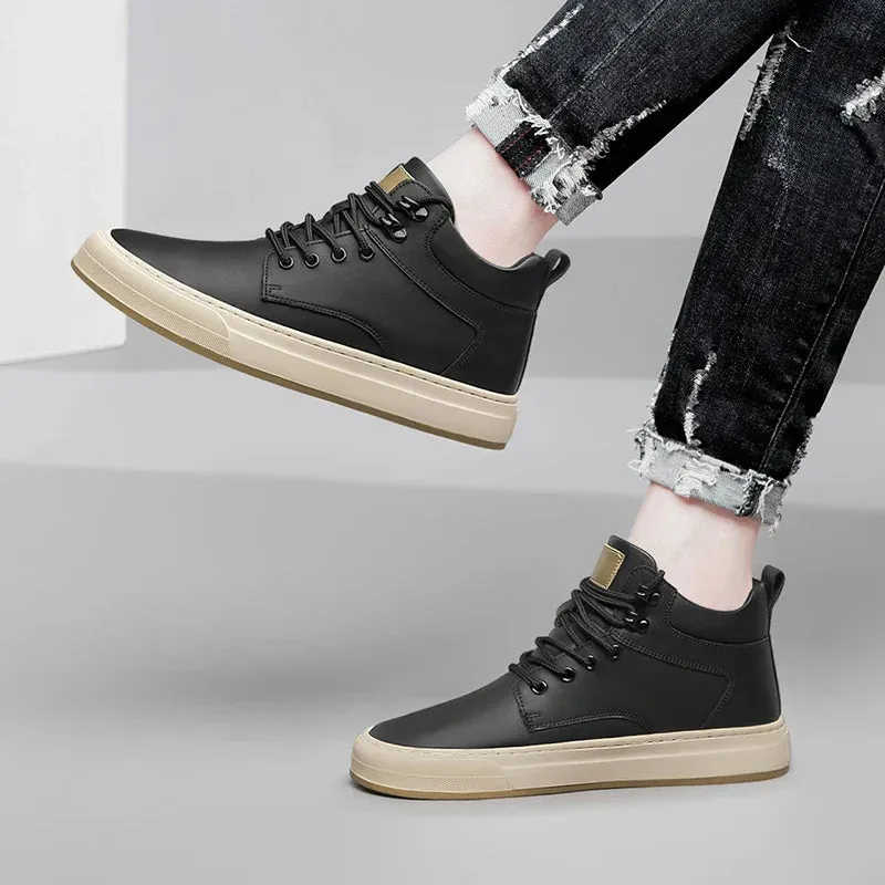 Xituodai  High Top Men's Sneakers Fashion Men Casual Shoes Genuine Leather Sneakers Tenis Masculino All-match Streetwear Skate Shoes Men