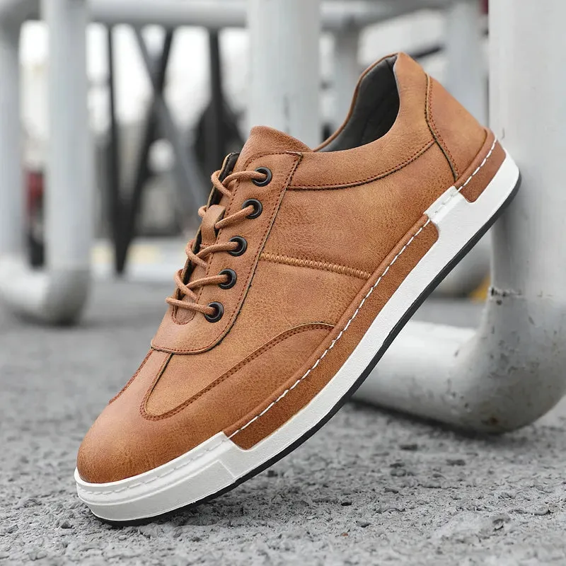 Xituodai  Men's Casual Leather Shoes Men Fashion British Board Shoes Mens Lace-up Outdoor Comfortable Driving Flats EU Sizes 38-48