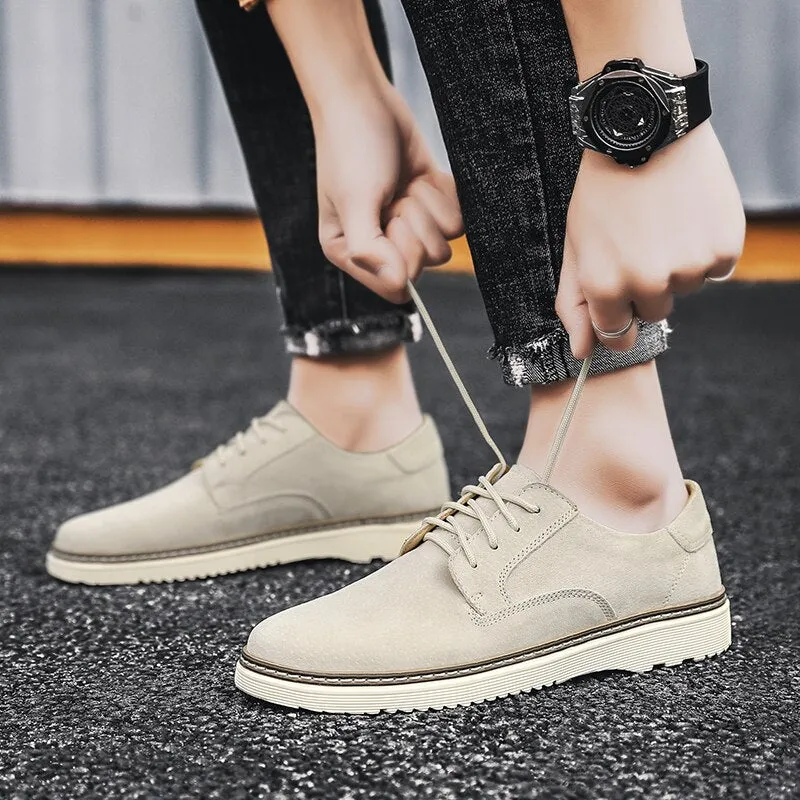 Xituodai  Men's Suede Leather Sneakers Fashion Khaki Casual Shoe Male Walking Shoes High Quality Office Oxford Shoes for Men Loafers