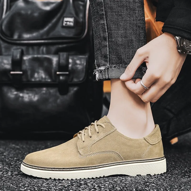 Xituodai  Men's Suede Leather Sneakers Fashion Khaki Casual Shoe Male Walking Shoes High Quality Office Oxford Shoes for Men Loafers