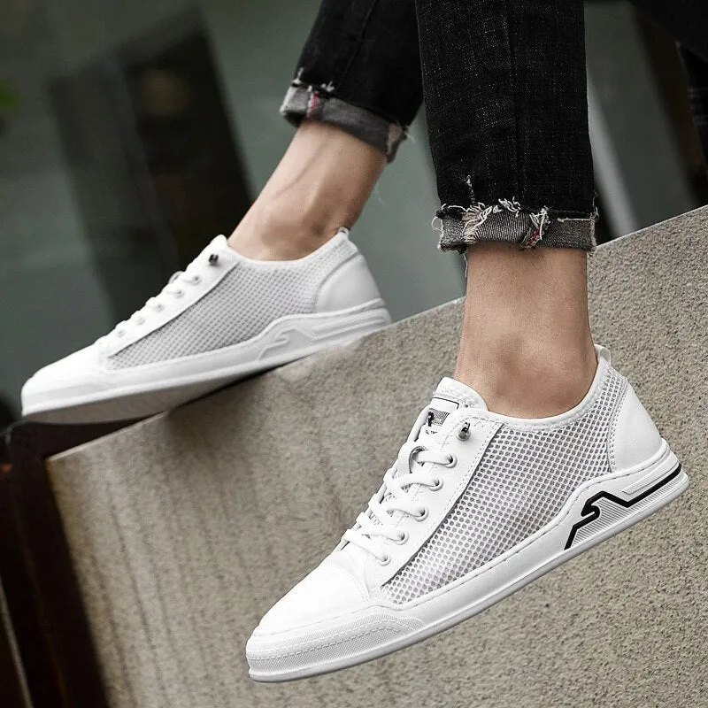 Xituodai  New Brand High Quality White Men's Genuine Leather Casual Shoes Summer Breathable Outdoor Sneakers Man Loafers Comfortable Flats