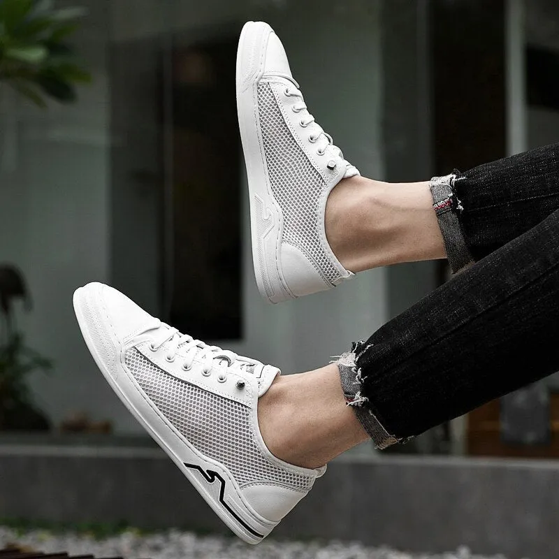 Xituodai  New Brand High Quality White Men's Genuine Leather Casual Shoes Summer Breathable Outdoor Sneakers Man Loafers Comfortable Flats